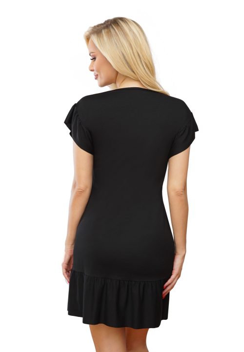 Camasa de noapte din viscoza, neagra, premium, brand DONNA - partea din spate