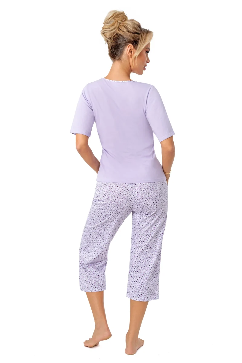 FIORELLA – Pijama damă premium, bumbac, pantaloni 3/4 - imagine 2